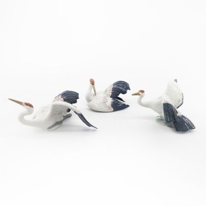 Picture of Three Cranes Resting Porcelain Figurines