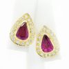 Picture of 18k Yellow Gold Pear Rubellite Tourmaline & Diamond Halo Stud Earrings