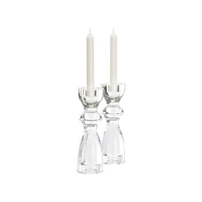 Picture of Pair of Clear Crystal Gris Candlestick Holders