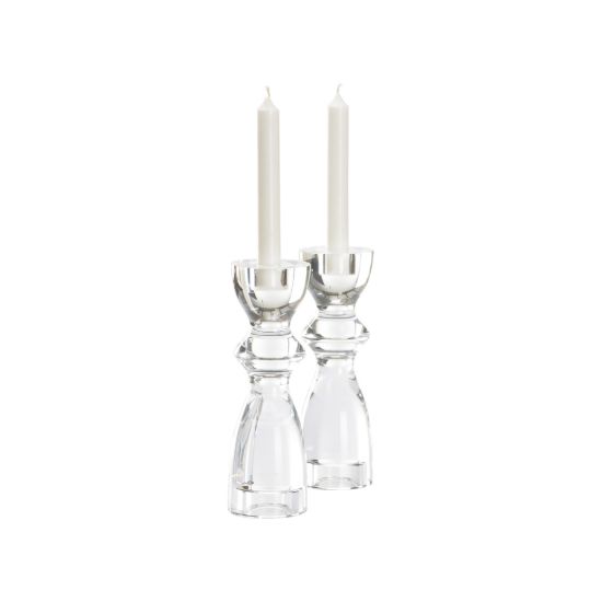 Picture of Pair of Clear Crystal Gris Candlestick Holders