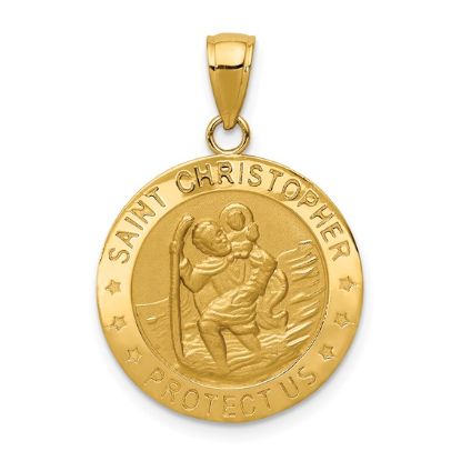 Picture of 14k Yellow Gold Round Medal of St. Christopher Pendant