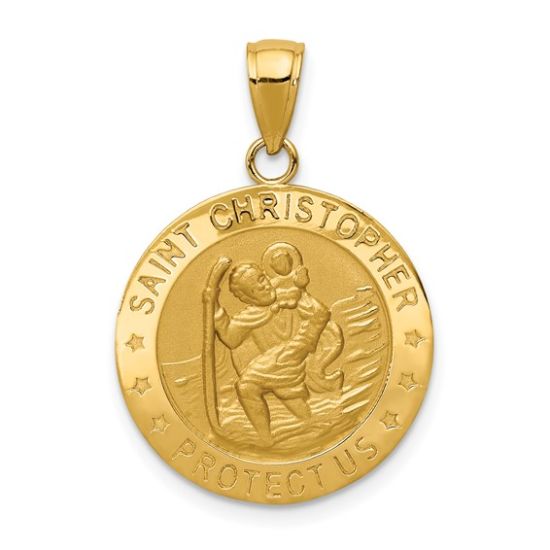 Picture of 14k Yellow Gold Round Medal of St. Christopher Pendant