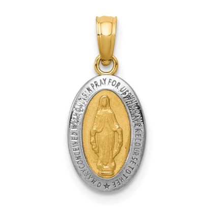 Picture of 14k Yellow Gold & Rhodium Miraculous Medal Pendant