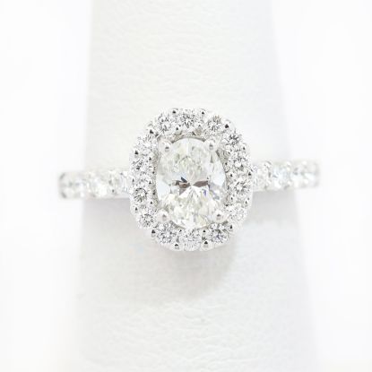 Picture of 14k White Gold Brilliant Oval Diamond Halo Ring