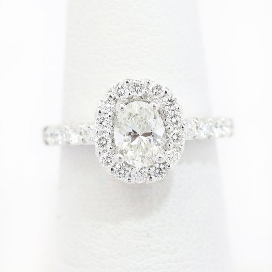 Picture of 14k White Gold Brilliant Oval Diamond Halo Ring