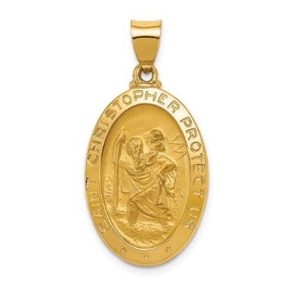 Picture of 14k Yellow Gold Oval St. Christopher Pendant