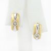 Picture of 14k Two Tone Gold Bezel Set Diamond Mini Hoop Earrings