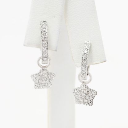 Picture of 14k White Gold Diamond Mini Dangling Star Earrings