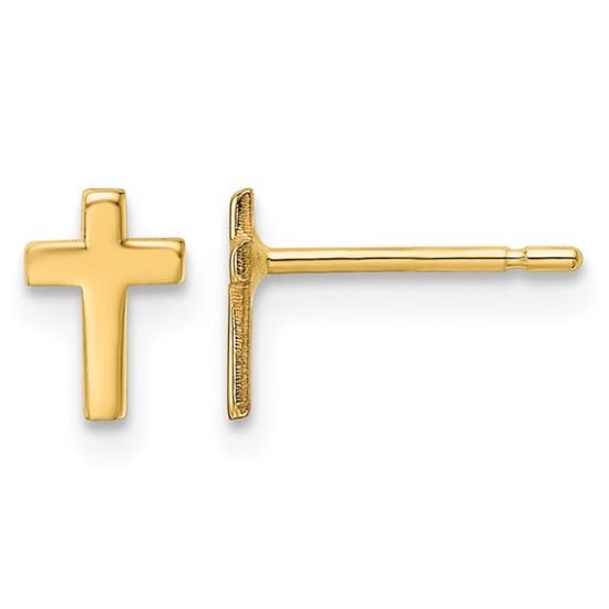 Picture of 14k Yellow Gold Mini Cross Post Earrings
