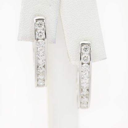 Picture of 14k White Gold Diamond Hoop Earrings