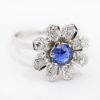 Picture of Platinum Sapphire & Diamond Flower Ring