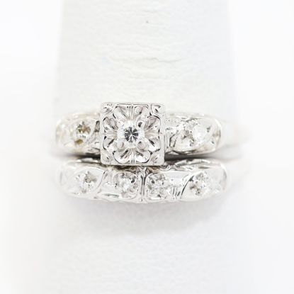 Picture of Vintage 14k White Gold Diamond Bridal Set