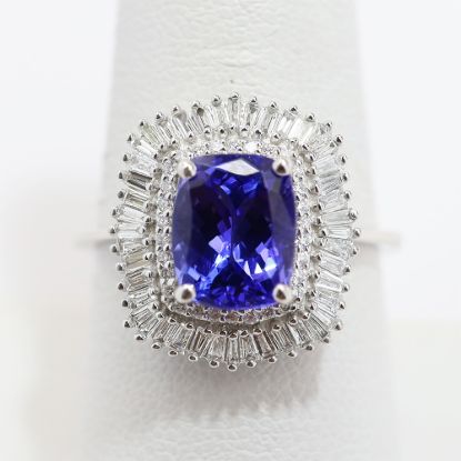 Picture of Platinum Tanzanite & Diamond Halo Ring