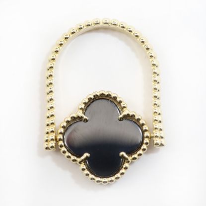 Picture of 14k Yellow Gold Diamond & Black Onyx Clover Motif Reversible Ring