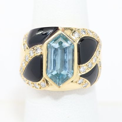 Picture of 14k Yellow Gold Topaz, Onyx, & Diamond Ring