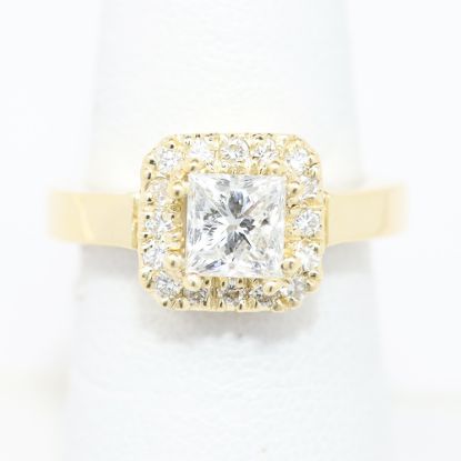 Picture of 14k Yellow Gold Brilliant Square Cut Diamond Halo Ring