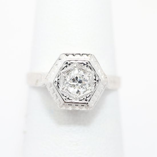 Picture of Vintage 14k White Gold Old European Cut Diamond Ring
