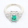 Picture of 14k White Gold Emerald & Diamond Ring