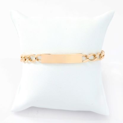 Picture of 14k Rose Gold Cable Link & Rectangle Bar Bracelet
