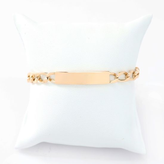 Picture of 14k Rose Gold Cable Link & Rectangle Bar Bracelet
