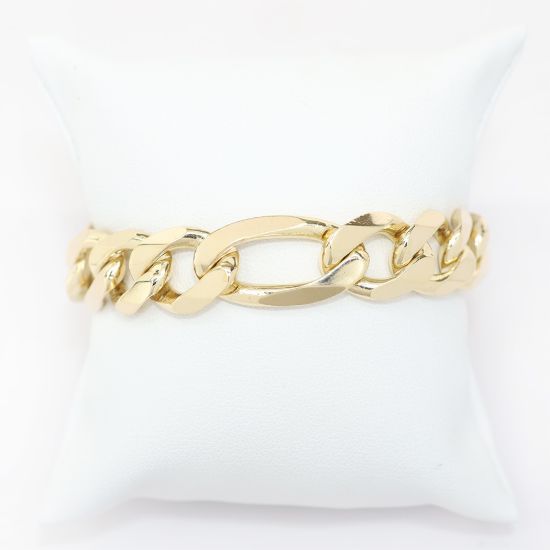 Picture of 14k Yellow Gold Thick Figaro Link Chain Bracelet