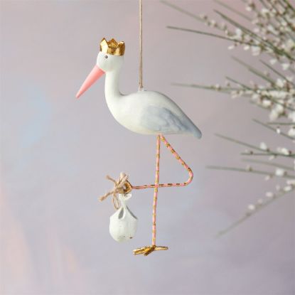 Picture of Baby's Pink Stork Christmas Ornament