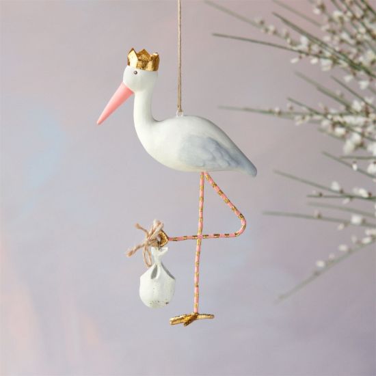 Picture of Baby's Pink Stork Christmas Ornament