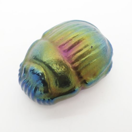 Picture of Iridescent Glass Rainbow Scarab Beetle Paperweight