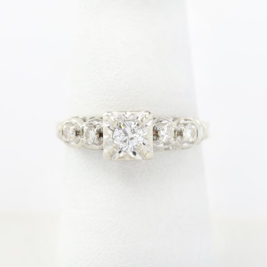 Picture of Vintage 14k White Gold & Diamond Engagement Ring