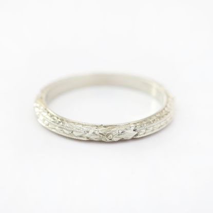 Picture of Antique 18k White Gold Wedding Band with Ornate Detailing