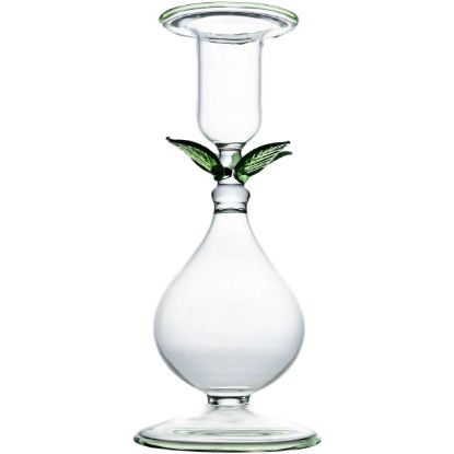 Picture of 'La BoHeme' Clear & Green Glass Flower Candlestick