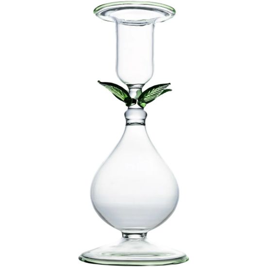 Picture of 'La BoHeme' Clear & Green Glass Flower Candlestick