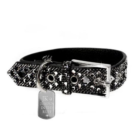 Picture of Jacqueline Kent Black Medium 'Diamonds in the Ruff' Dog Collar