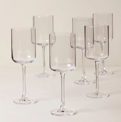 Picture of New Straight Sided White Wine Glasses, Set of 6