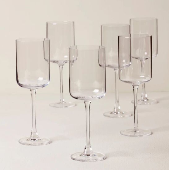 Picture of New Straight Sided White Wine Glasses, Set of 6