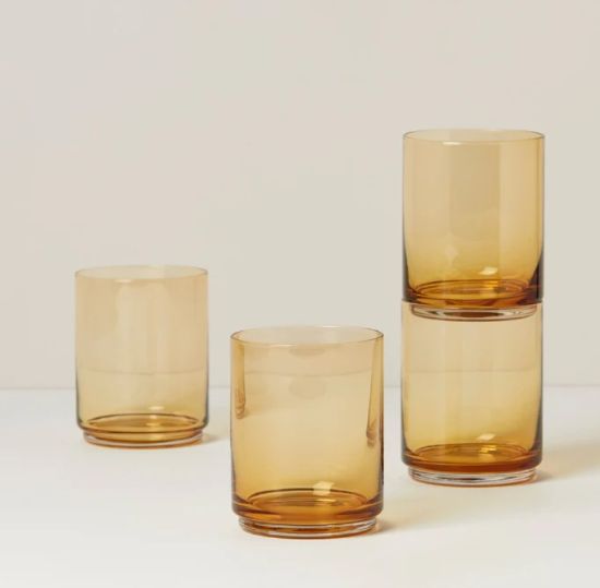 Picture of New Tall Amber Glasses, Set of 4