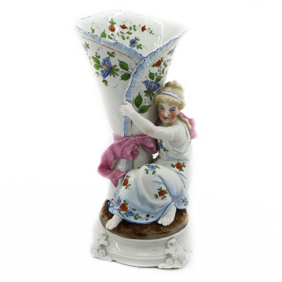 Picture of Antique Maiden with Cornucopia Horn Vase