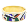 Picture of 18k Yellow Gold Gemstone & Diamond Bangle Bracelet