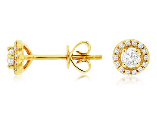 Picture of 14k Yellow Gold Diamond Halo Earring Studs