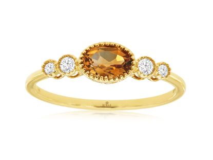 Picture of 14k Yellow Gold Citrine & Diamond Ring