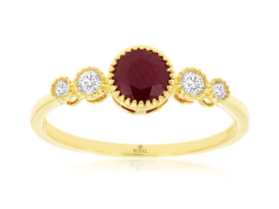 Picture of 14k Yellow Gold Ruby & Diamond Accents Ring