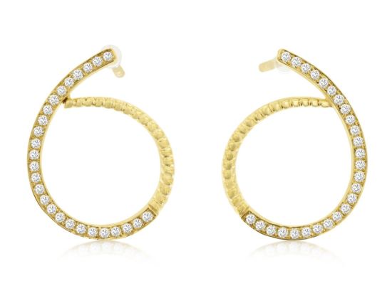 Picture of 14k Yellow Gold Diamond Stud Earrings