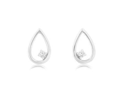 Picture of 14k White Gold Tear Drop Open Frame Diamond Studs