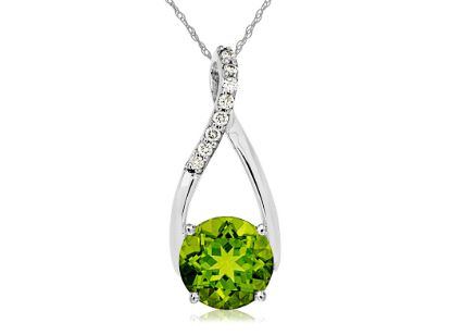 Picture of 14k White Gold Peridot & Diamond Pendant