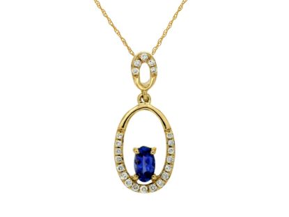 Picture of 14k Yellow Gold Tanzanite & Diamond Pendant