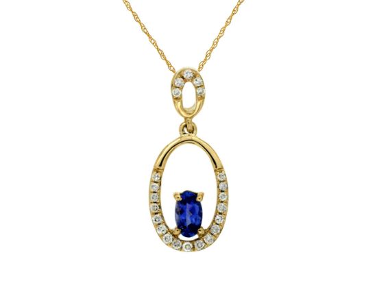 Picture of 14k Yellow Gold Tanzanite & Diamond Pendant