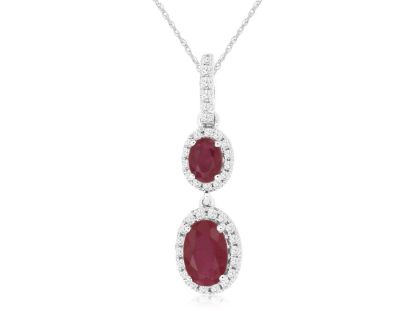 Picture of 14k White Gold Ruby & Diamond Pendant