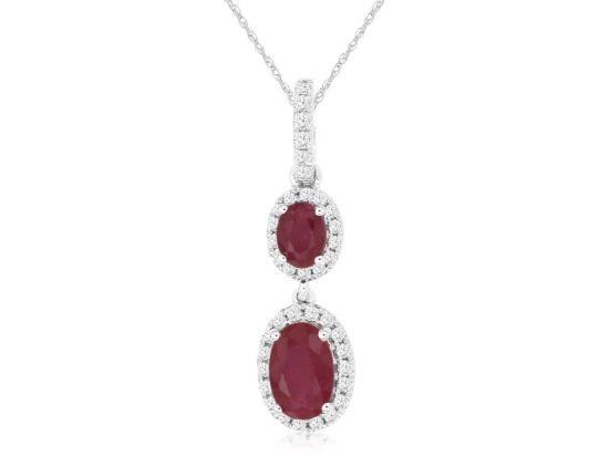 Picture of 14k White Gold Ruby & Diamond Pendant