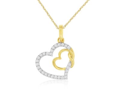Picture of 14k Yellow Gold Diamond Open Heart Pendant