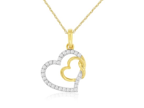 Picture of 14k Yellow Gold Diamond Open Heart Pendant